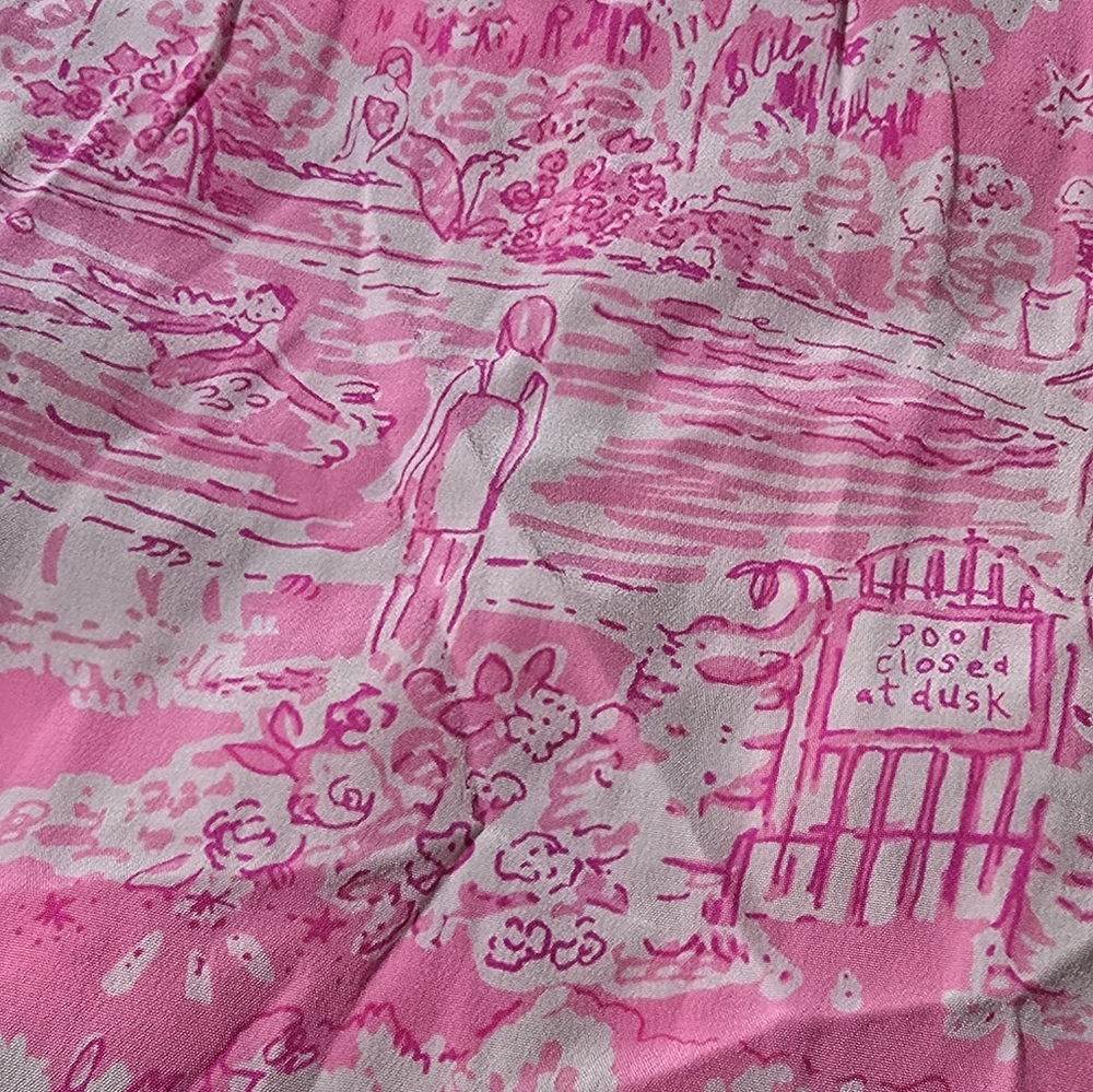 Lilly Pulitzer silk Palm Springs beach nudes swimmers story print dress - Picture 13 of 16